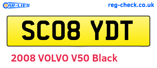 SC08YDT are the vehicle registration plates.
