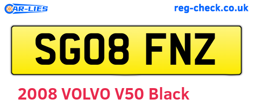 SG08FNZ are the vehicle registration plates.