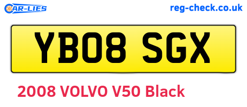 YB08SGX are the vehicle registration plates.