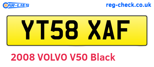 YT58XAF are the vehicle registration plates.