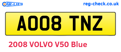 AO08TNZ are the vehicle registration plates.