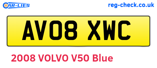 AV08XWC are the vehicle registration plates.