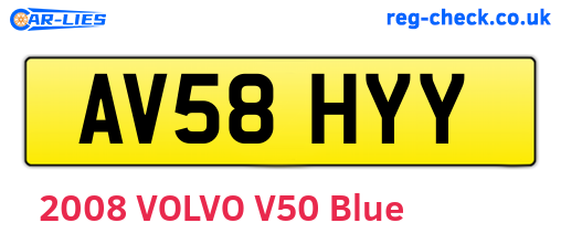 AV58HYY are the vehicle registration plates.