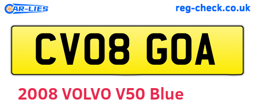 CV08GOA are the vehicle registration plates.