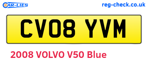 CV08YVM are the vehicle registration plates.