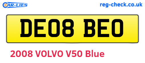DE08BEO are the vehicle registration plates.