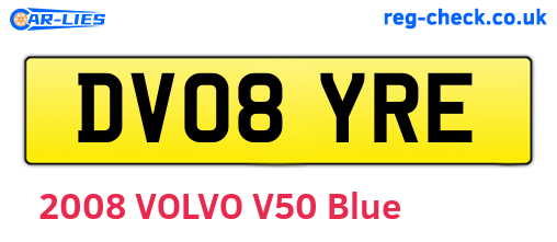 DV08YRE are the vehicle registration plates.