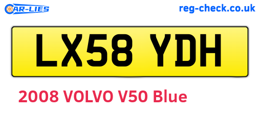 LX58YDH are the vehicle registration plates.