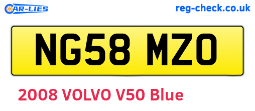 NG58MZO are the vehicle registration plates.
