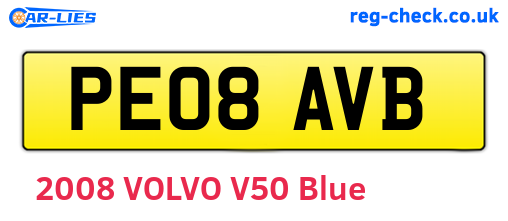 PE08AVB are the vehicle registration plates.