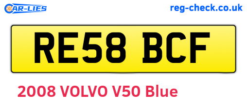 RE58BCF are the vehicle registration plates.