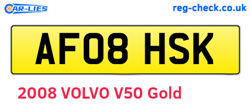 AF08HSK are the vehicle registration plates.
