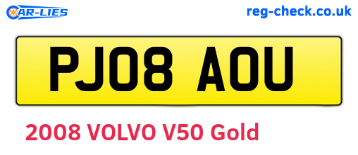 PJ08AOU are the vehicle registration plates.