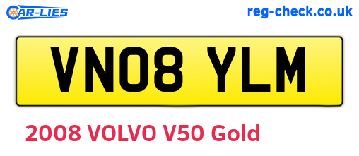 VN08YLM are the vehicle registration plates.