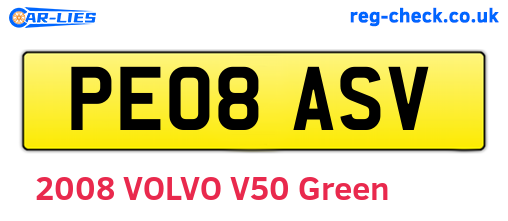 PE08ASV are the vehicle registration plates.