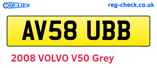 AV58UBB are the vehicle registration plates.