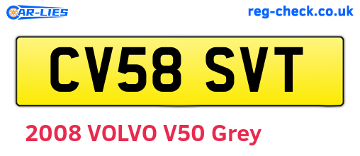 CV58SVT are the vehicle registration plates.