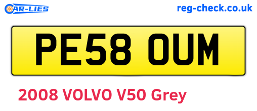 PE58OUM are the vehicle registration plates.