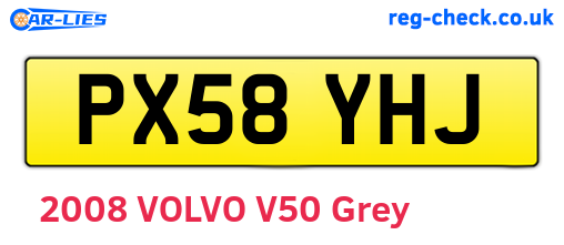 PX58YHJ are the vehicle registration plates.