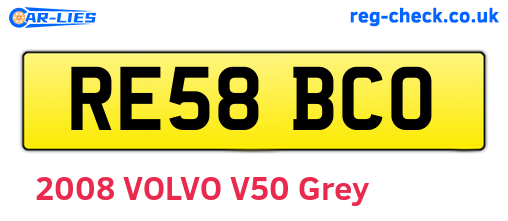 RE58BCO are the vehicle registration plates.