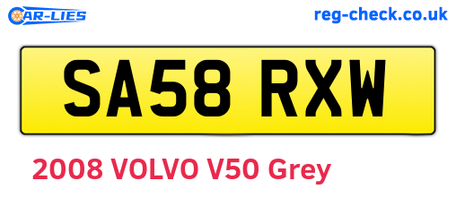SA58RXW are the vehicle registration plates.