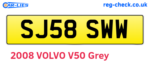 SJ58SWW are the vehicle registration plates.