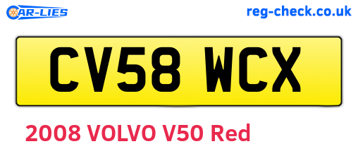 CV58WCX are the vehicle registration plates.