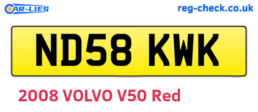 ND58KWK are the vehicle registration plates.