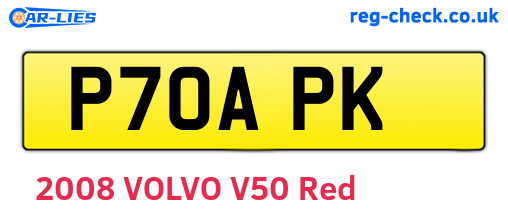 P70APK are the vehicle registration plates.