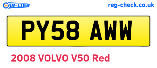 PY58AWW are the vehicle registration plates.