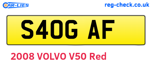 S40GAF are the vehicle registration plates.