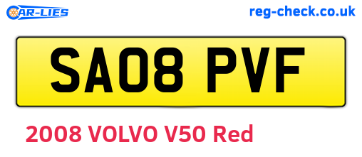 SA08PVF are the vehicle registration plates.