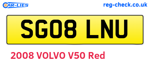 SG08LNU are the vehicle registration plates.