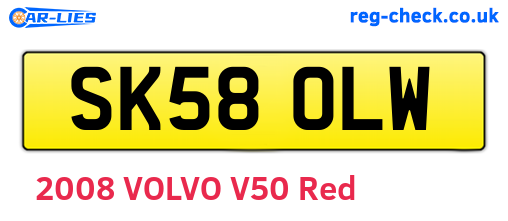 SK58OLW are the vehicle registration plates.
