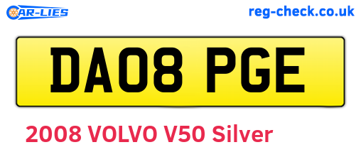 DA08PGE are the vehicle registration plates.