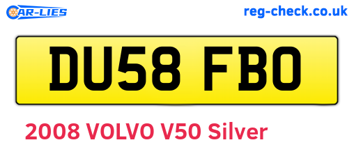 DU58FBO are the vehicle registration plates.