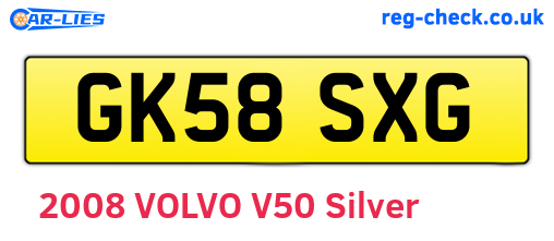GK58SXG are the vehicle registration plates.