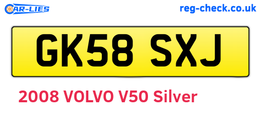 GK58SXJ are the vehicle registration plates.