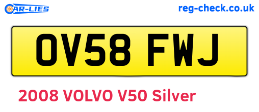 OV58FWJ are the vehicle registration plates.