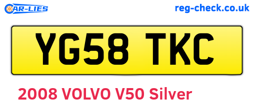YG58TKC are the vehicle registration plates.
