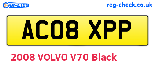 AC08XPP are the vehicle registration plates.