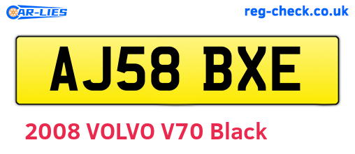 AJ58BXE are the vehicle registration plates.