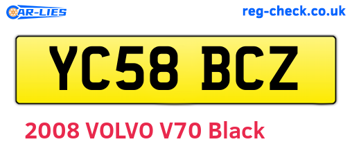 YC58BCZ are the vehicle registration plates.