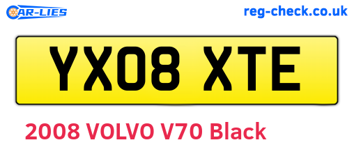 YX08XTE are the vehicle registration plates.