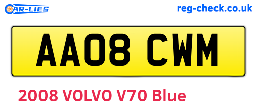 AA08CWM are the vehicle registration plates.