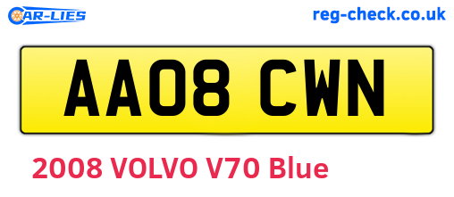AA08CWN are the vehicle registration plates.
