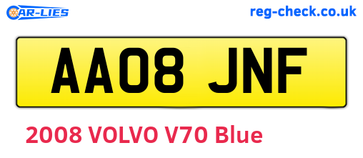 AA08JNF are the vehicle registration plates.