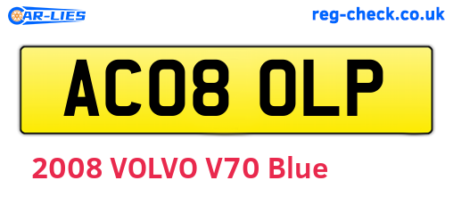 AC08OLP are the vehicle registration plates.