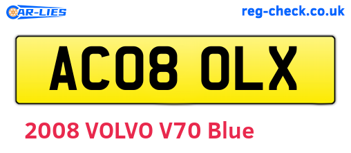 AC08OLX are the vehicle registration plates.