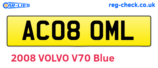 AC08OML are the vehicle registration plates.